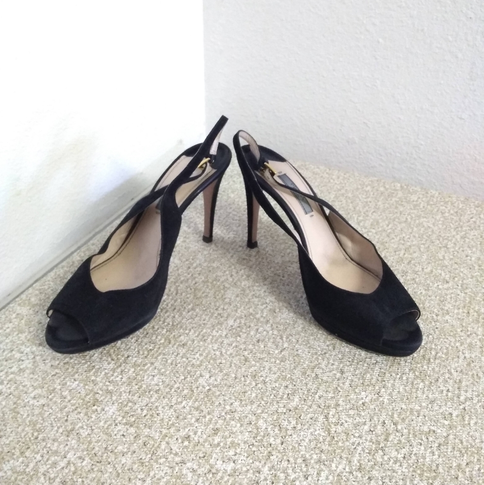 Prada Milano Black Suede Sandals - Picture 2 of 6